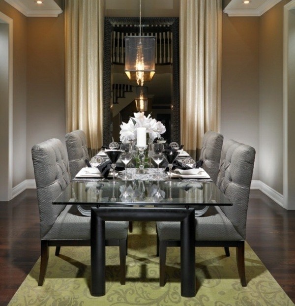 formal ideas gray plush chairs glass table