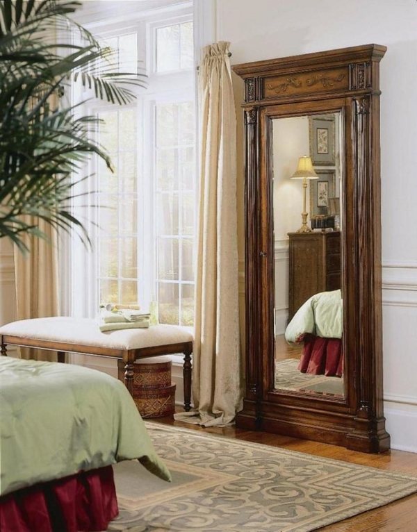 full lenght mirror jewelry wooden frame elegant bedroom design