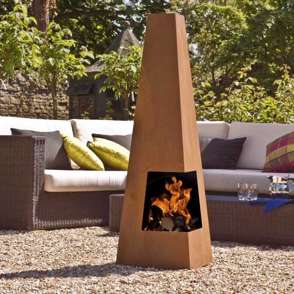 garden furniture wood burning fireplace contemporary desifn
