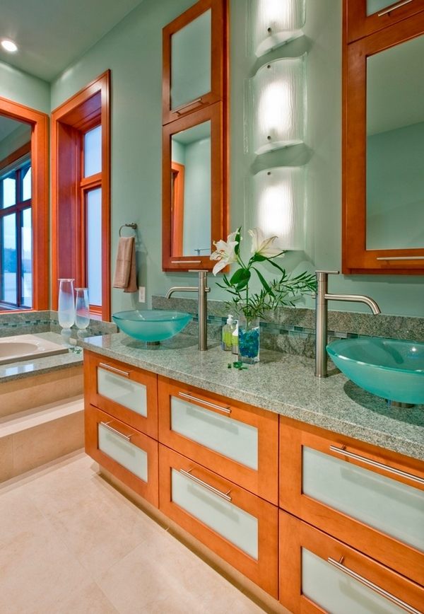 glass vessel sinks contemporary bathroom design ideas