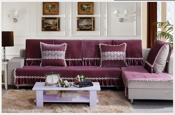 luxury anti slip cotton fabric covers sectional sofa