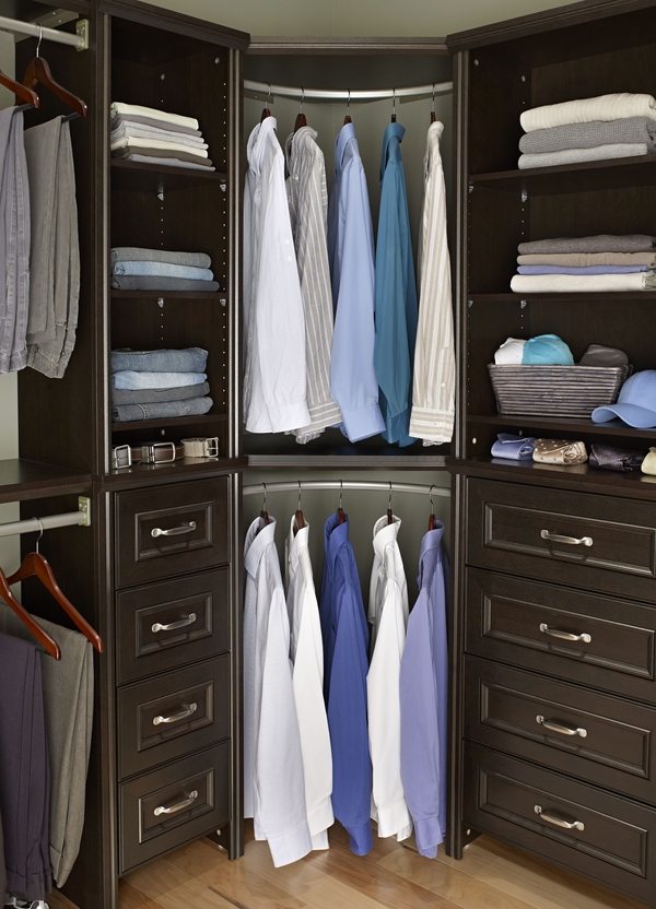 mans closet design storage drawers shelves