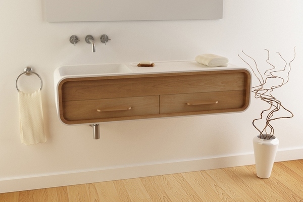 minimalist bathroom furniture design white sink wood