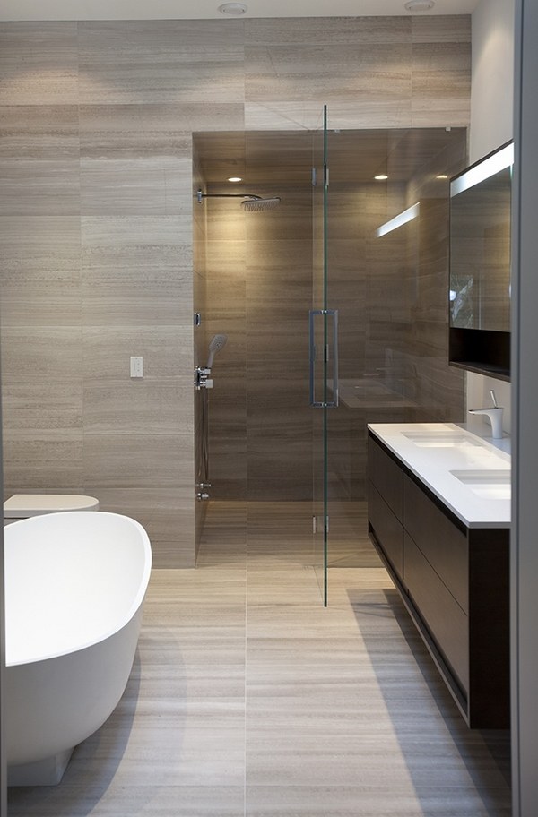 modern bathroom glass shower doors freestanding bathtub