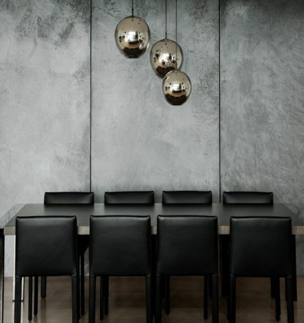 modern-dining minimalist interior black leather furniture