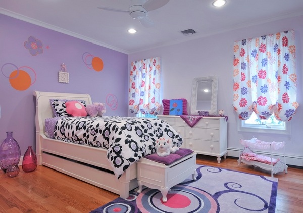 modern girl bedroom furniture white bed pink purple decoration