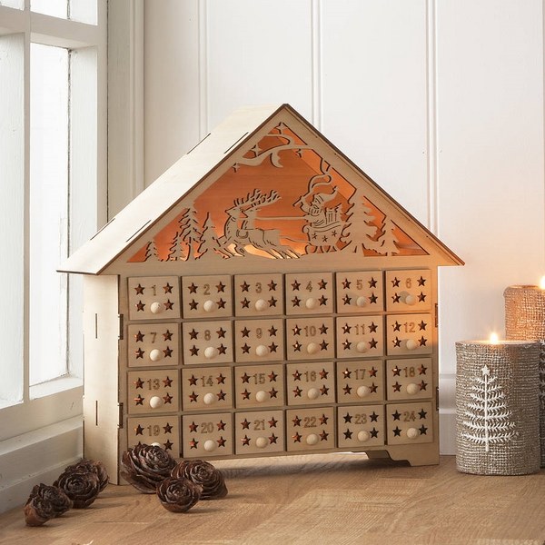 natural wood advent calendar house cool christmas decorating ideas