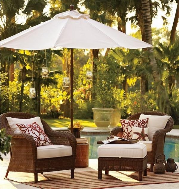 outdoor chair cushions pillows coral pattern rattan armchair parasol
