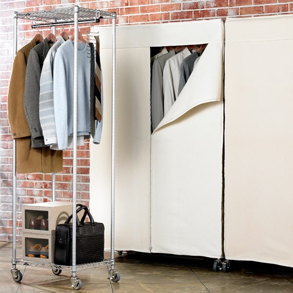 portable closet garment rack with cover