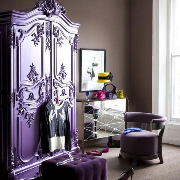 purple wardrobe ornate decoration design ideas