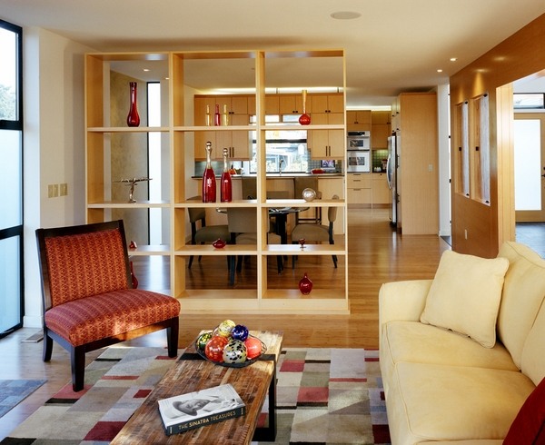 divider ideas designs wood open shelves art display contemporary home