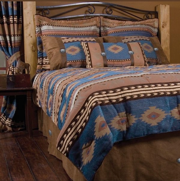  bedding designs brown blue geometric patterns