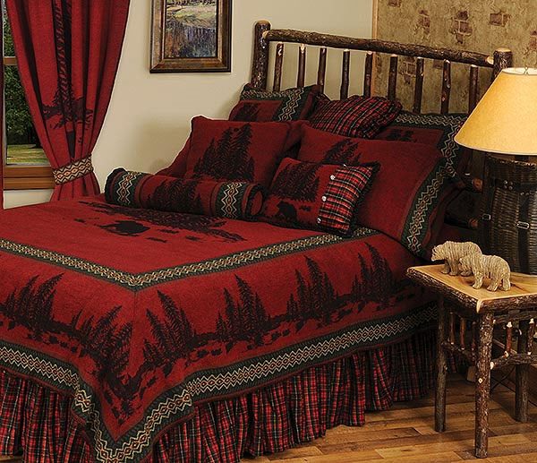 rustic bedroom design decorating ideas bedding curtains red black