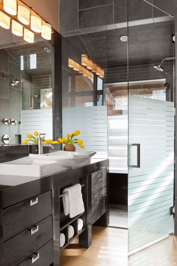 semi transparent glass doors contemporary bathroom design ideas