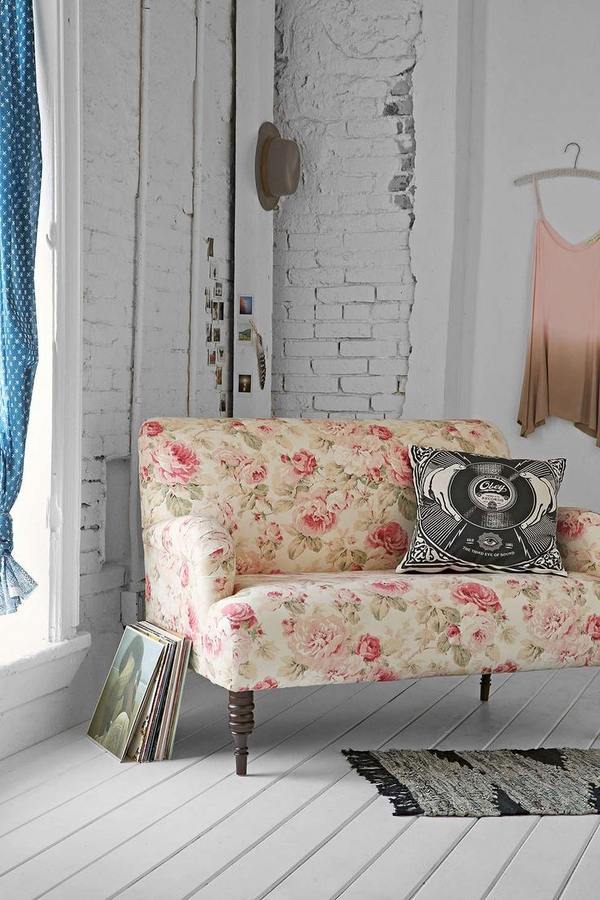 shabby chic bedroom furniture loveseat sofa floral upholstery