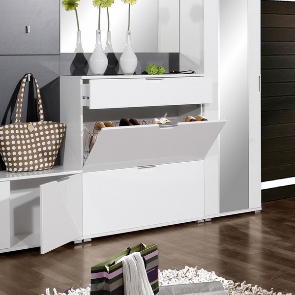 shoe cabinet mirror white drawer modern home furniture