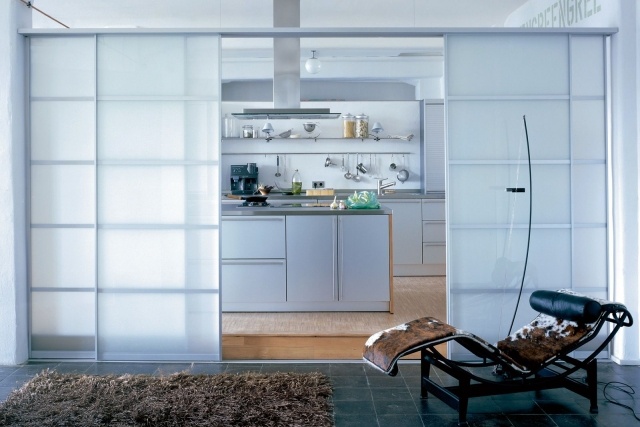 sliding glass kitchen living room divider ideas 