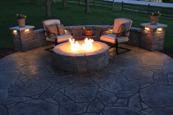 stamped patio flooring fire pit outdoor furnitute