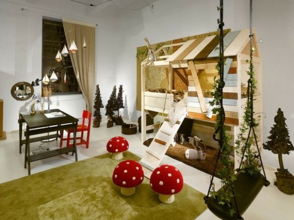 stunning loft bed ideas forest cabin theme modern kids room furniture