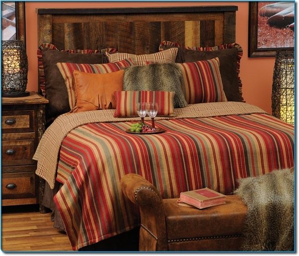 stylish rustic bedding stripes pattern earthy colors