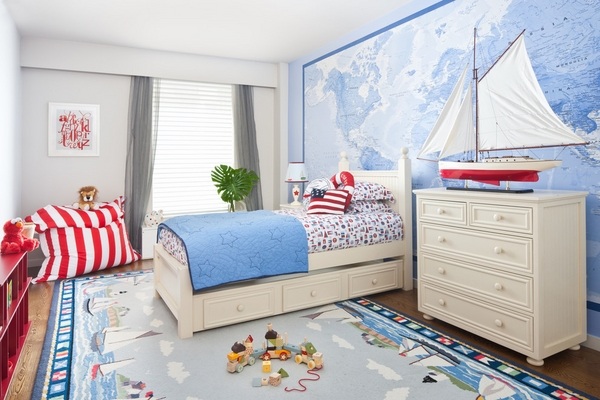 unique kids room interior design white furniture world map wall decorating ideas