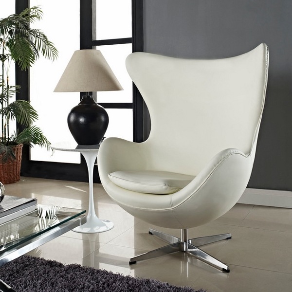 white leather armchair egg chair