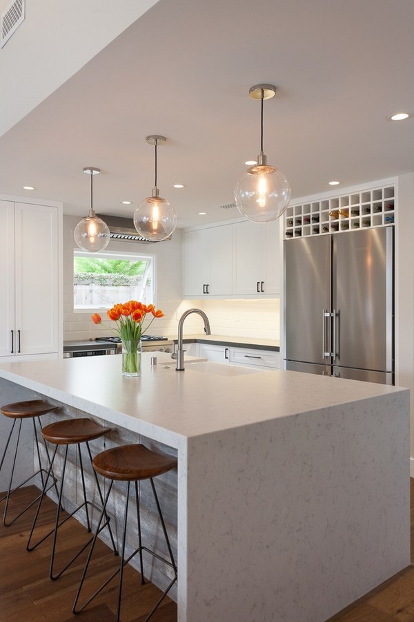 white minimalist kitchen design modern countertop stainless steel appliances
