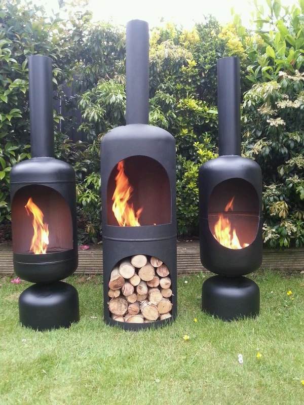 wood burning iron chiminea garden fireplace ideas
