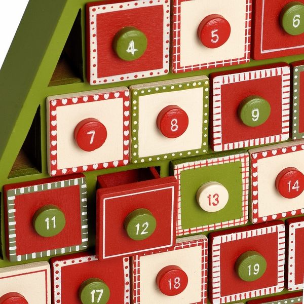 wooden advent calendar christmas tree white red green drawers christmas decoration ideas