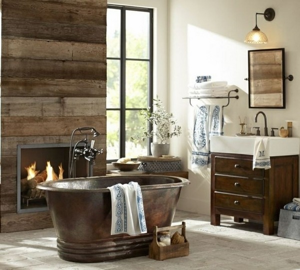 Bathroom-design-freestanding-bathtubs-fireplace-wood-furniture