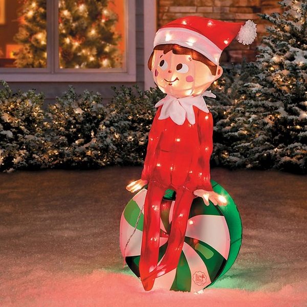 Christmas outdoor decorations elf peppermint lights 