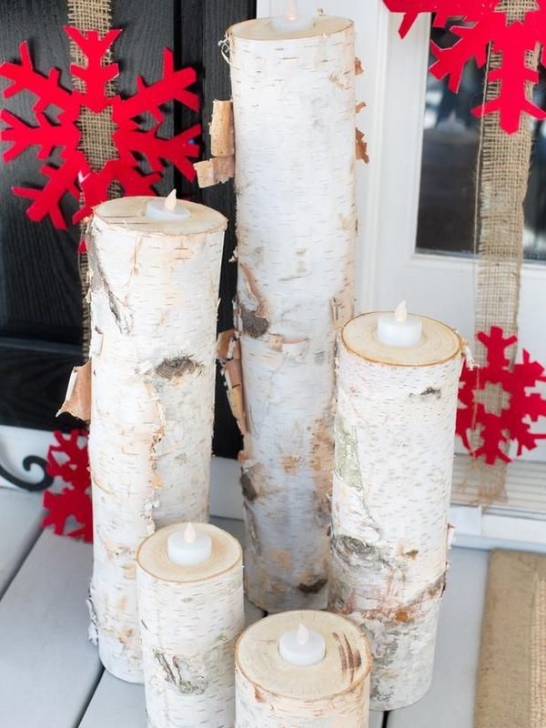 decorations rustic decor candles felt snowflakes