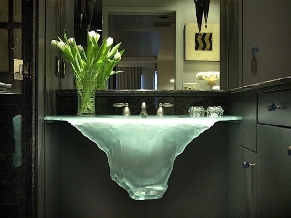 extraordinary-glass bathroom sink waterfal effect contemporary bathroom furniture
