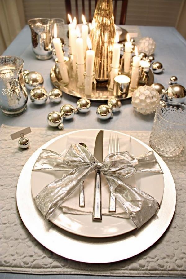 shimmering christmas decoration in gold and silver