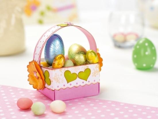 Colorful Easter eggs paper basket design easter crafts
