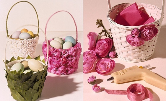 Colorful decoration basket ideas DIY leaves flowers