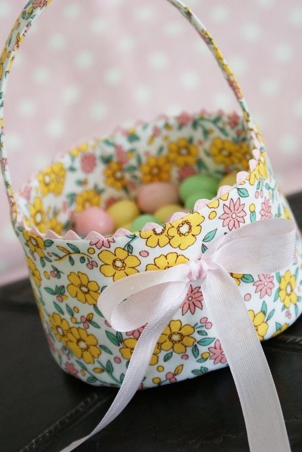 DIY easter basket fabric pastel pink green gift ideas