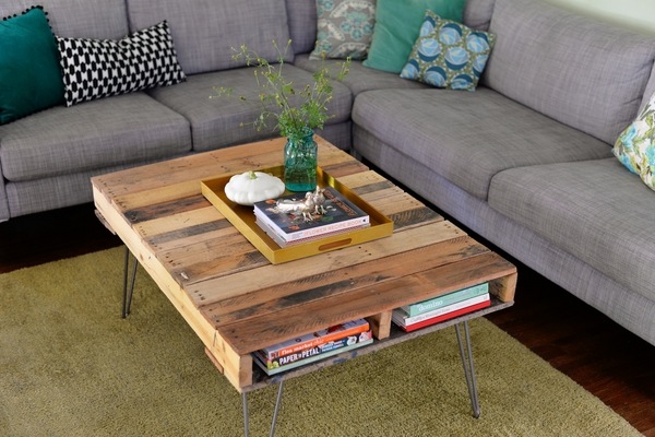 DIY hairpin leg pallet table living room furniture ideas