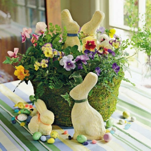 Easter Bunny Flowers Eggs Table Decoration ideas