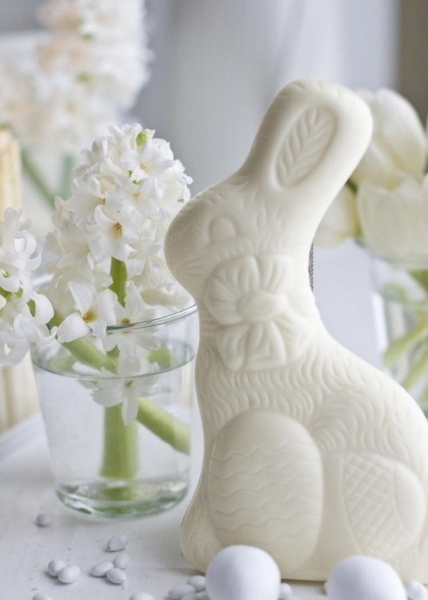 Easter decoration ideas table decorations tablecloth white bunny