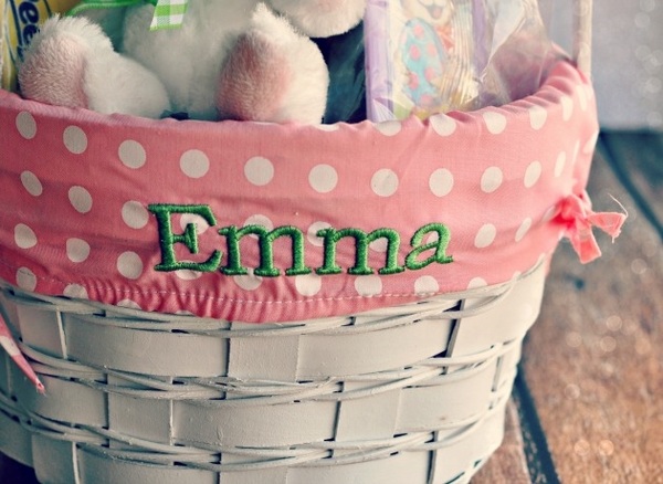 Embroidered basket gift ideas egg hunt