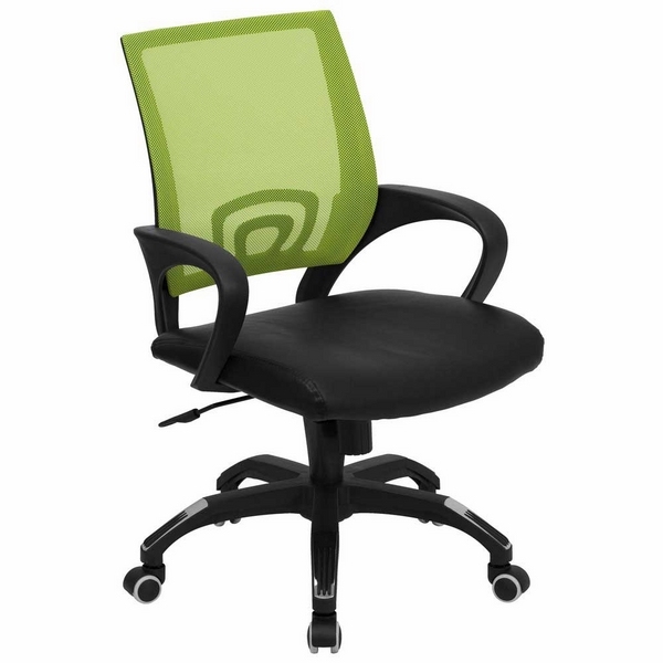 office chair green back black seat