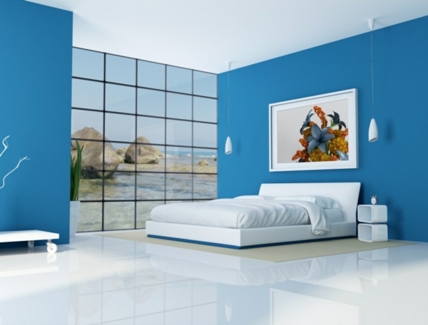 Modern blue white colors interior design