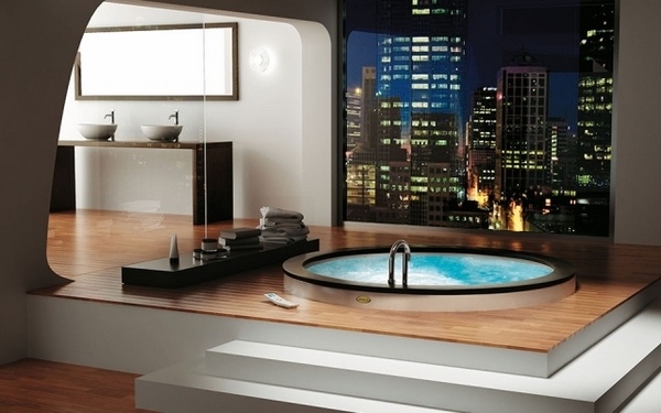 Oval whirlpool spa at home modern bathroom design ideas