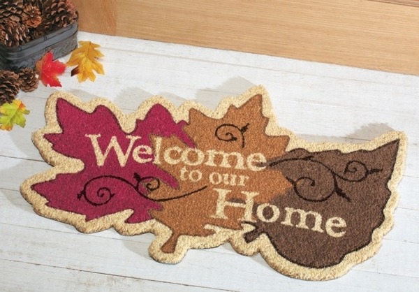 Welcome doormat leaf shape home decorating ideas