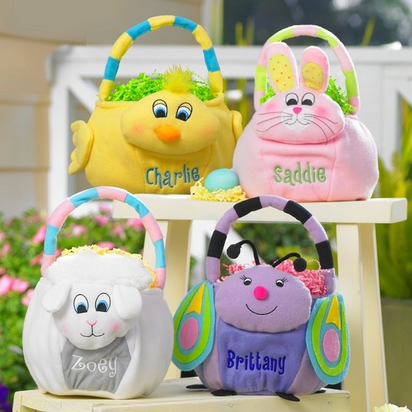 adorable personalized baskets for children soft toys bunny lamb chicken