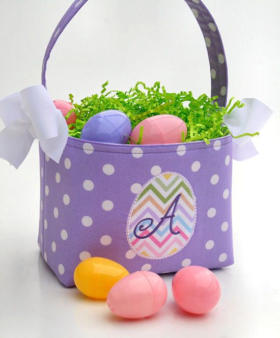 adorable purple polka dot basket with name innitial DIY 