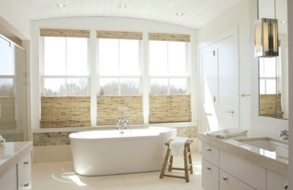 asian inspired white bathroom design privacy protection