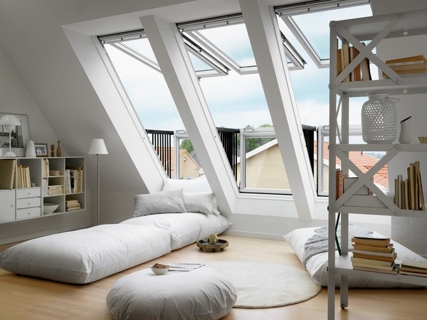 attic bedroom ideas skylights Velux modern home interior design