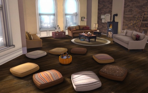 attractive floor pillows and cushion contemporary interior